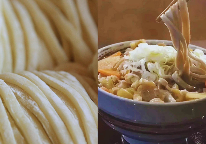 明治38年創業。強いコシと独自の風味・食味にこだわった生うどんや生蕎麦